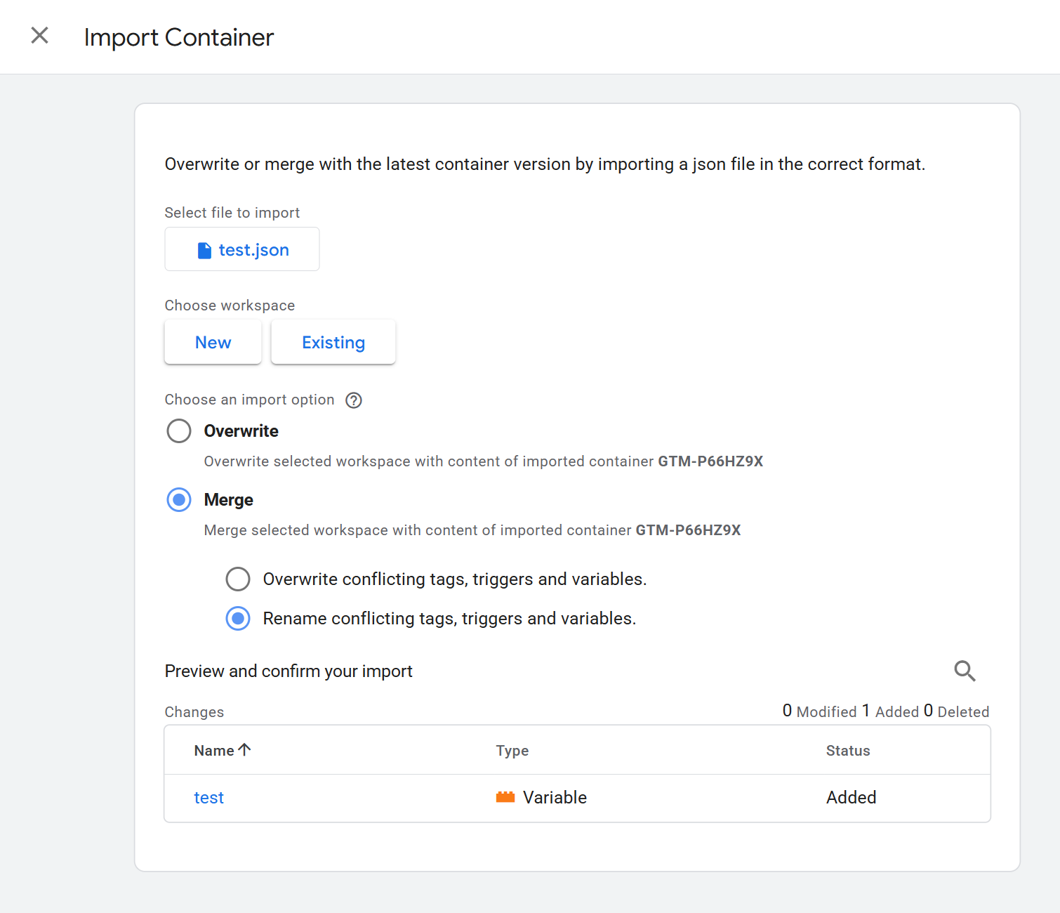 Merge container and rename screen